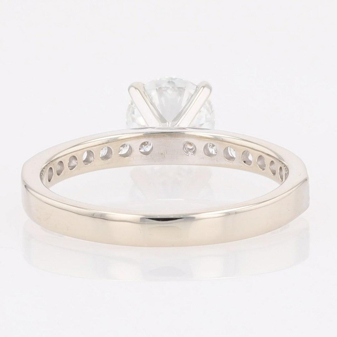 0.86ct Round Brilliant Diamond Solitaire with Accents Ring — GIA Certified, 14k White Gold