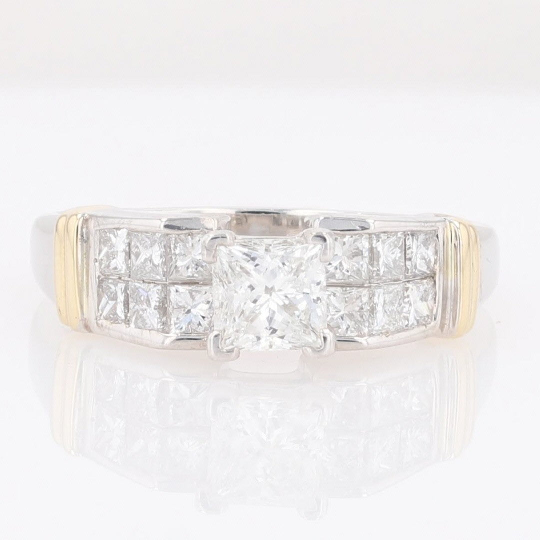1.01ct Square Modified Brilliant Diamond Solitaire Ring — GIA Certified, 14k Multi-Tone Gold