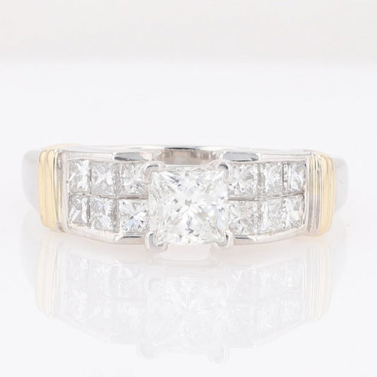 1.01ct Square Modified Brilliant Diamond Solitaire Ring — GIA Certified, 14k Multi-Tone Gold