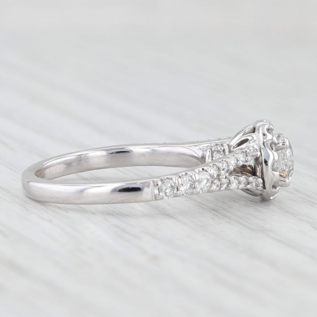 0.52ct Round Brilliant Diamond Halo Engagement Ring — GIA Certified, 14k White Gold