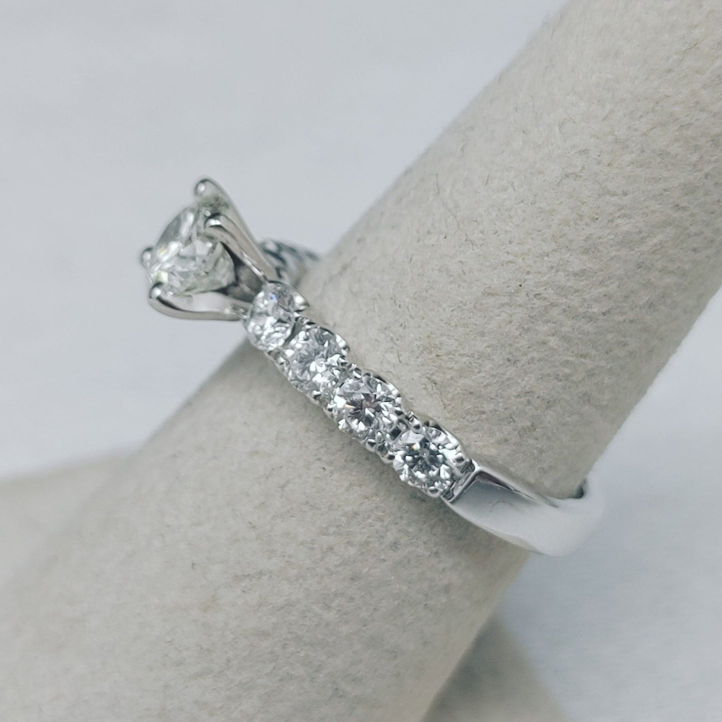 0.80ct Round Brilliant Diamond Engagement Ring — GIA Certified, 14k White Gold