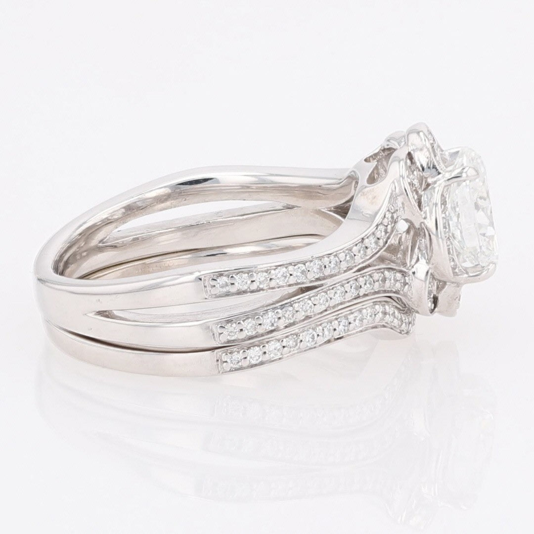 0.70ct Oval Brilliant Diamond Halo Engagement Ring — GIA Certified, 14k White Gold