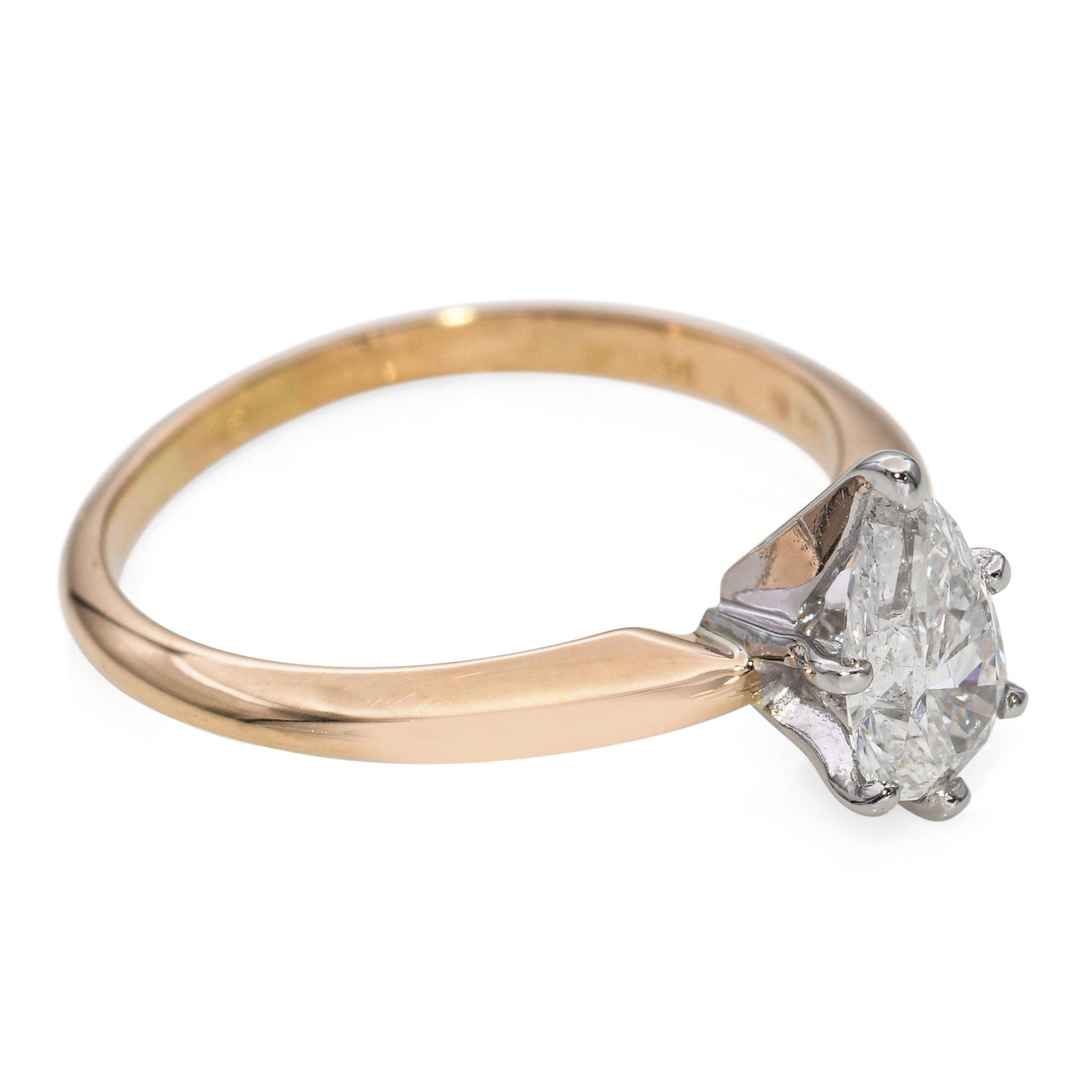 0.76ct Pear Brilliant Diamond Engagement Ring — GIA Certified, 14k Yellow Gold & Platinum
