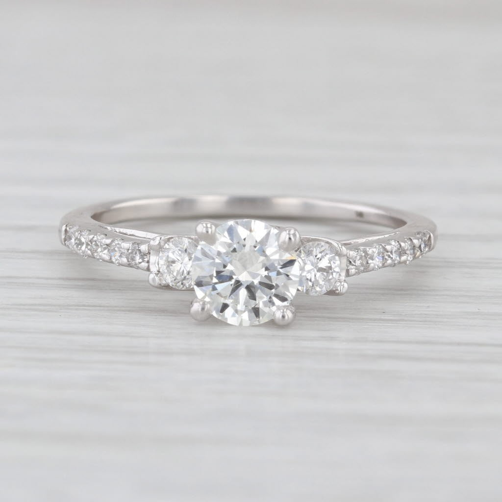 0.62ct Round Brilliant Diamond Cathedral Engagement Ring — GIA Certified, 14k White Gold