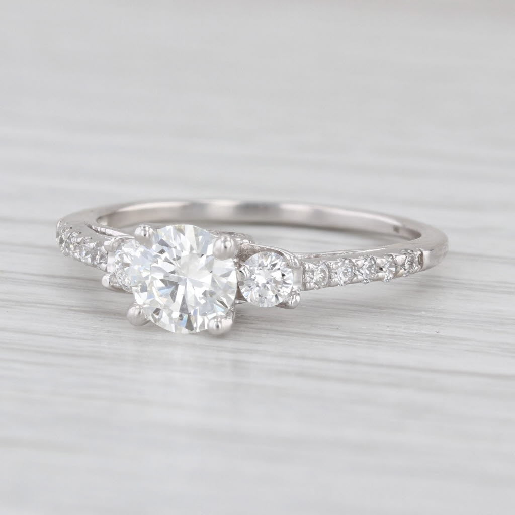 0.62ct Round Brilliant Diamond Cathedral Engagement Ring — GIA Certified, 14k White Gold