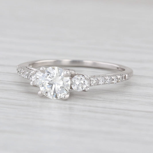 0.62ct Round Brilliant Diamond Cathedral Engagement Ring — GIA Certified, 14k White Gold