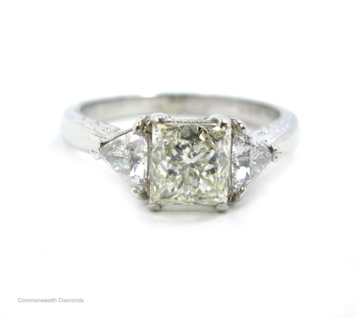 1.31ct Rectangular Modified Brilliant Diamond 3-Stone Ring — GIA Certified, Platinum