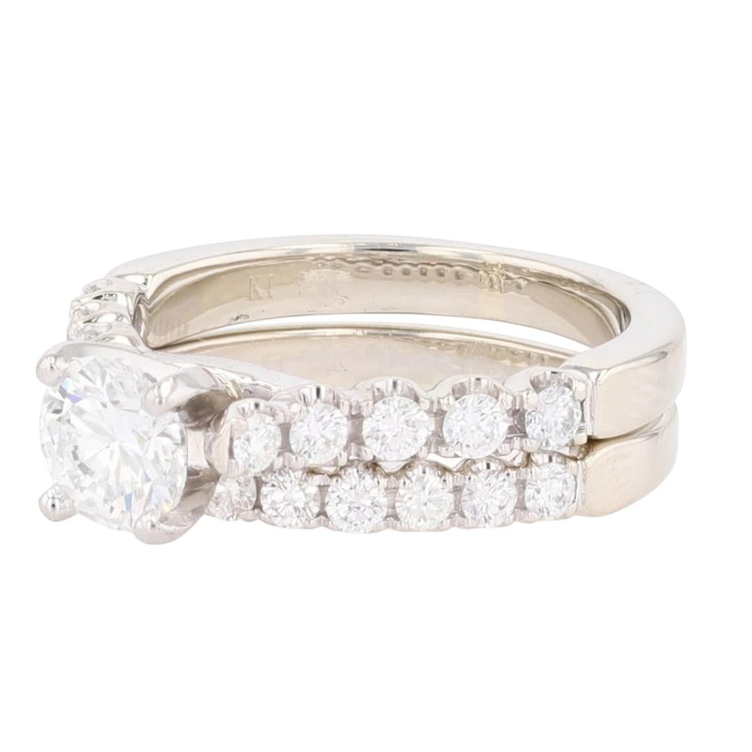 1.01ct Round Brilliant Diamond Solitaire with Accents Ring — GIA Certified, 14k White Gold