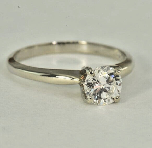 0.77ct Round Brilliant Diamond Solitaire Ring — GIA Certified, 14k White Gold