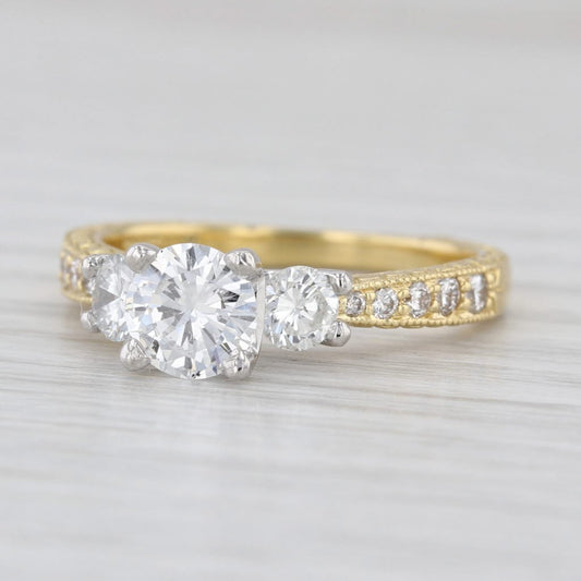 0.74ct Round Brilliant Diamond 3-Stone Engagement Ring — GIA Certified, 19k Gold & Platinum