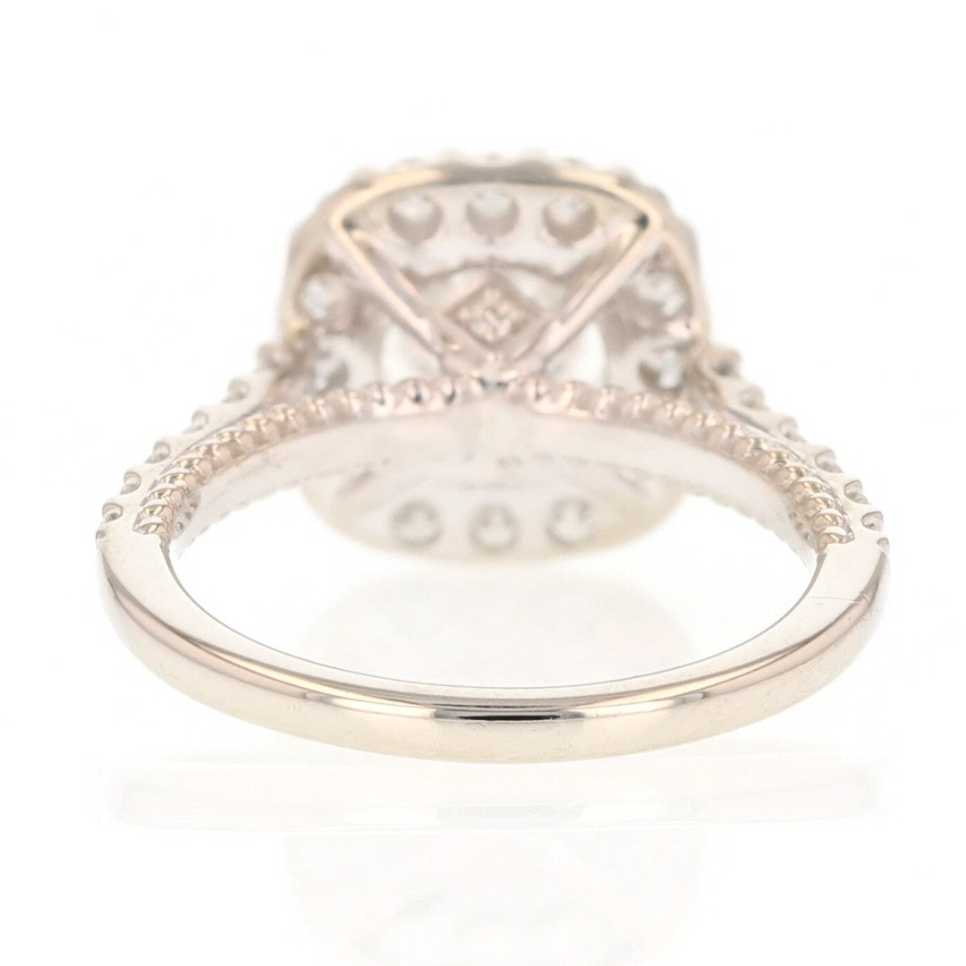 1.22ct Round Brilliant Diamond Halo Engagement Ring — GIA Certified, 14k White Gold