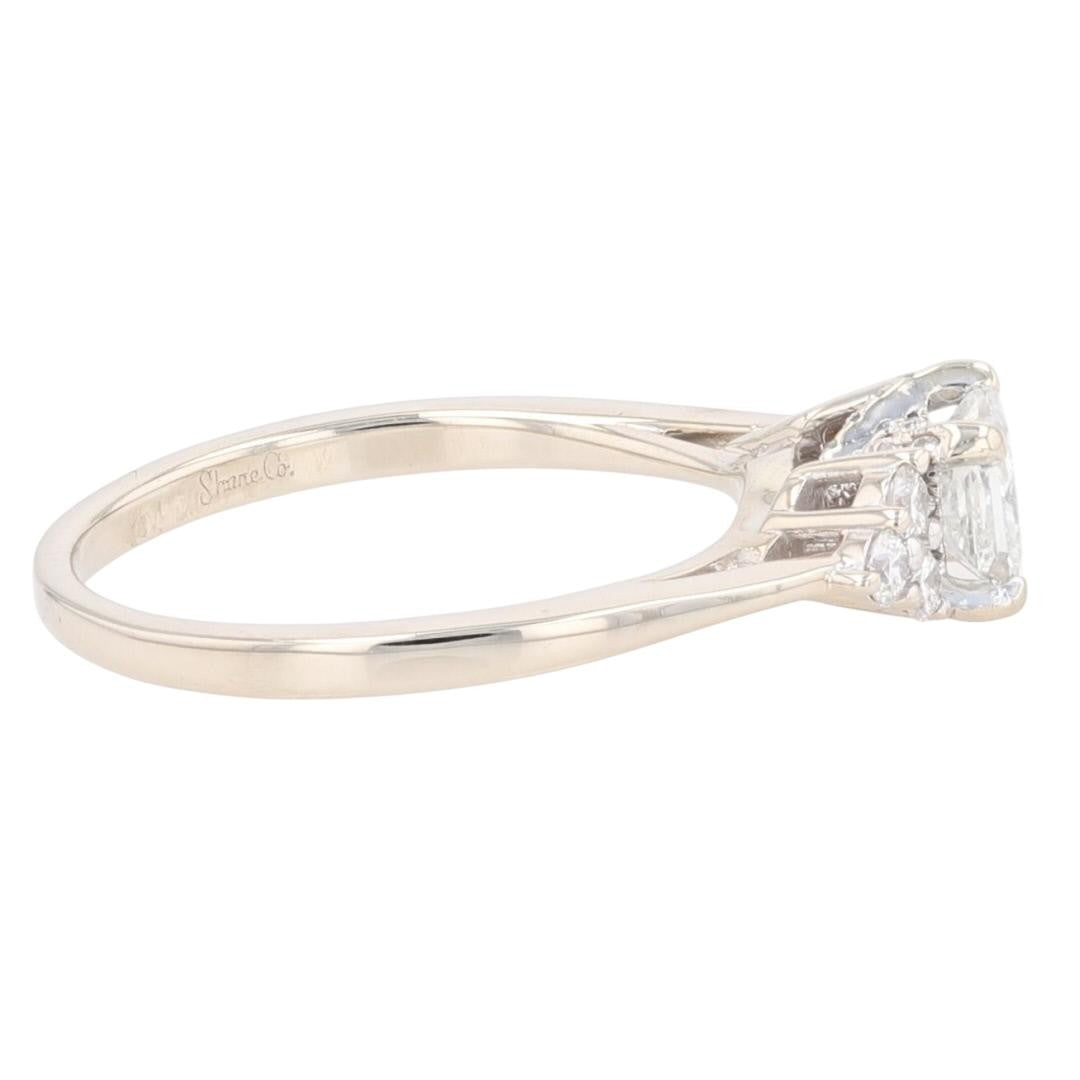 0.57ct Princess Diamond Solitaire with Accents Ring — GIA Certified, 14k White Gold