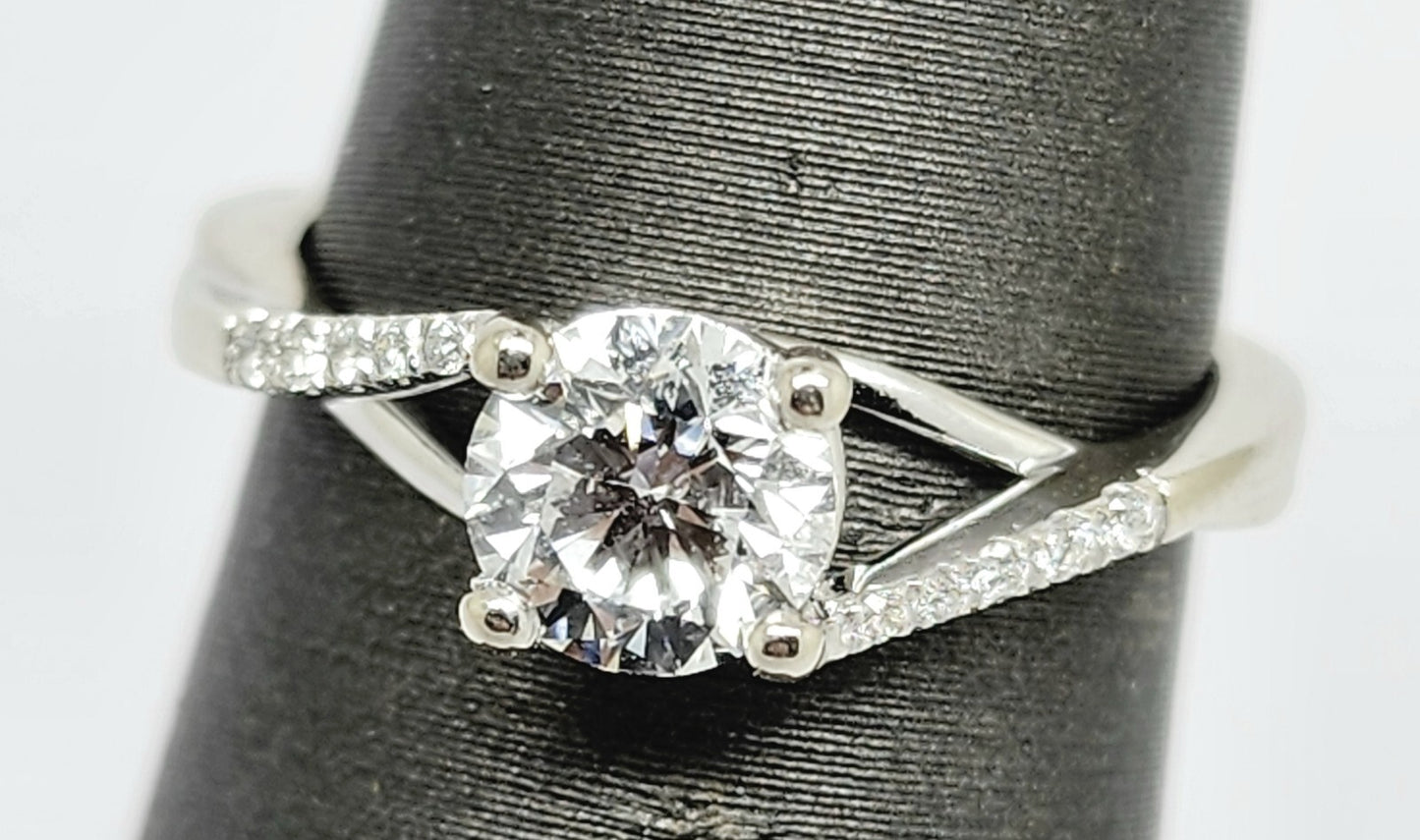 0.70ct Round Brilliant Diamond Engagement Ring — GIA Certified, 14k White Gold