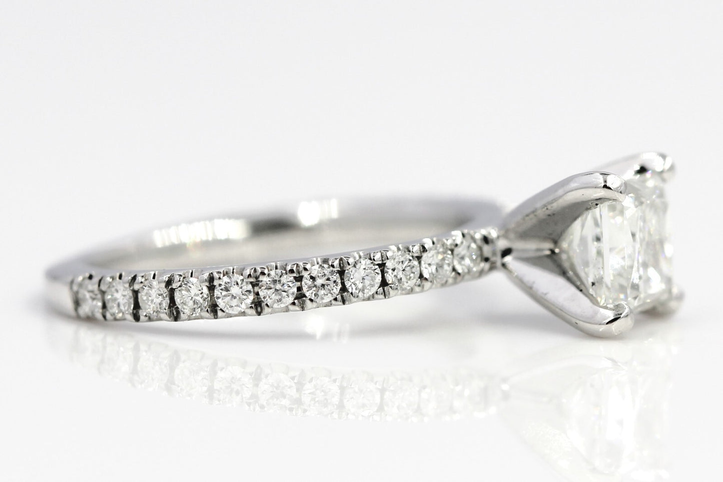 1.00ct Square Modified Brilliant Diamond Engagement Ring — GIA Certified, 14k White Gold