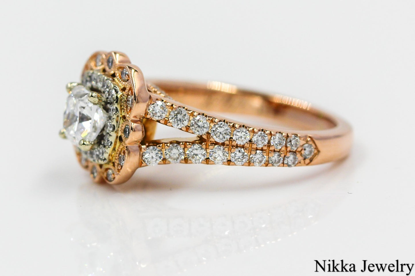 0.71ct Cushion Modified Brilliant Diamond Engagement Ring — GIA Certified, 14k Rose Gold