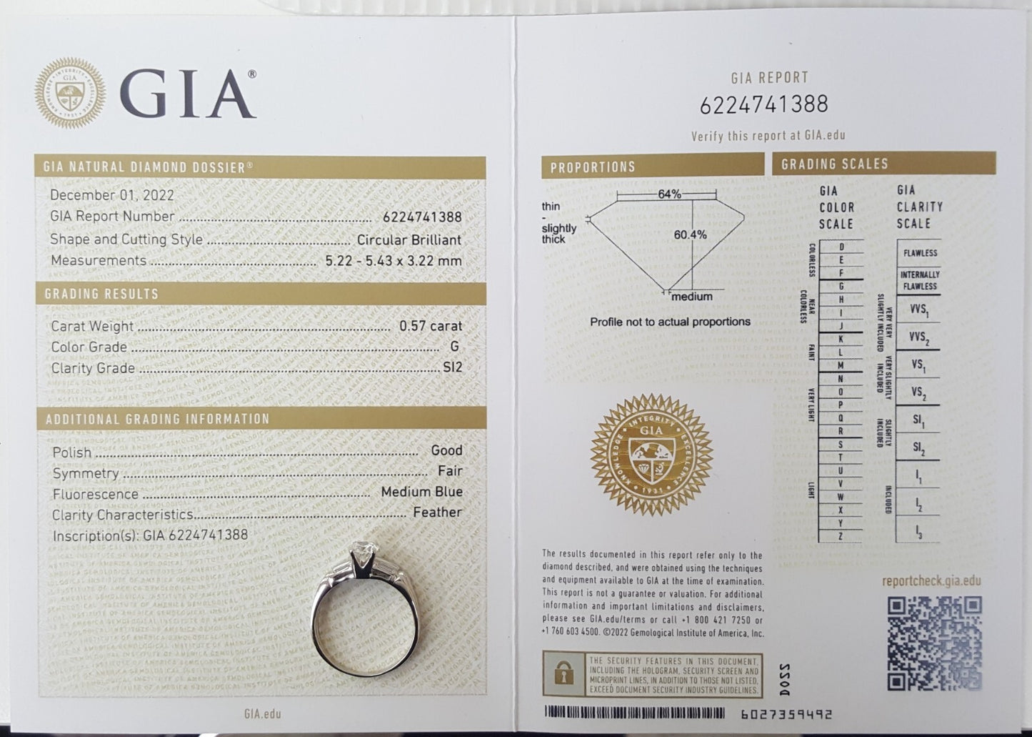 0.57ct Circular Brilliant Diamond Art Deco Ring — GIA Certified, 14k White Gold