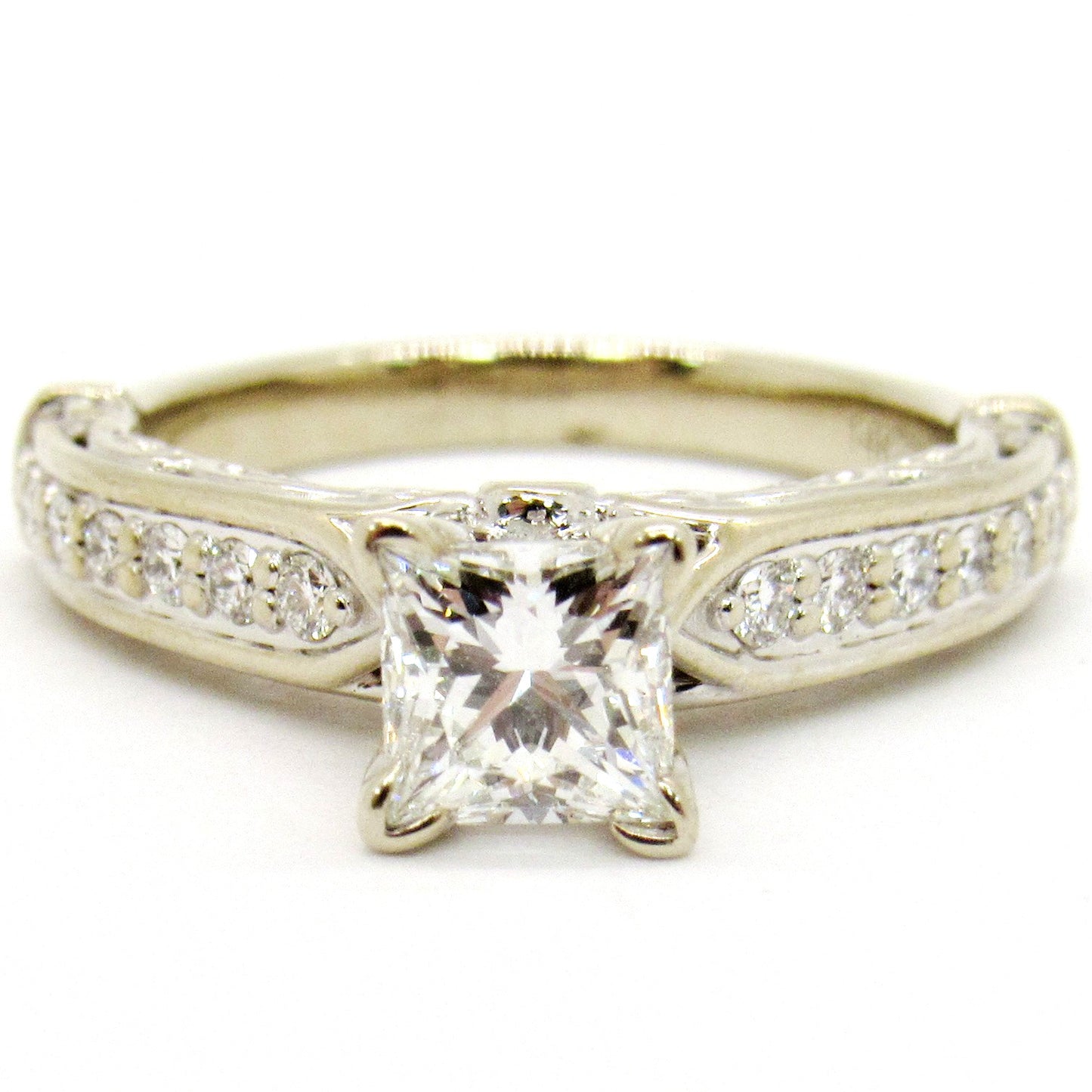 0.71ct Square Modified Brilliant Diamond Solitaire Ring — GIA Certified, 14k White Gold