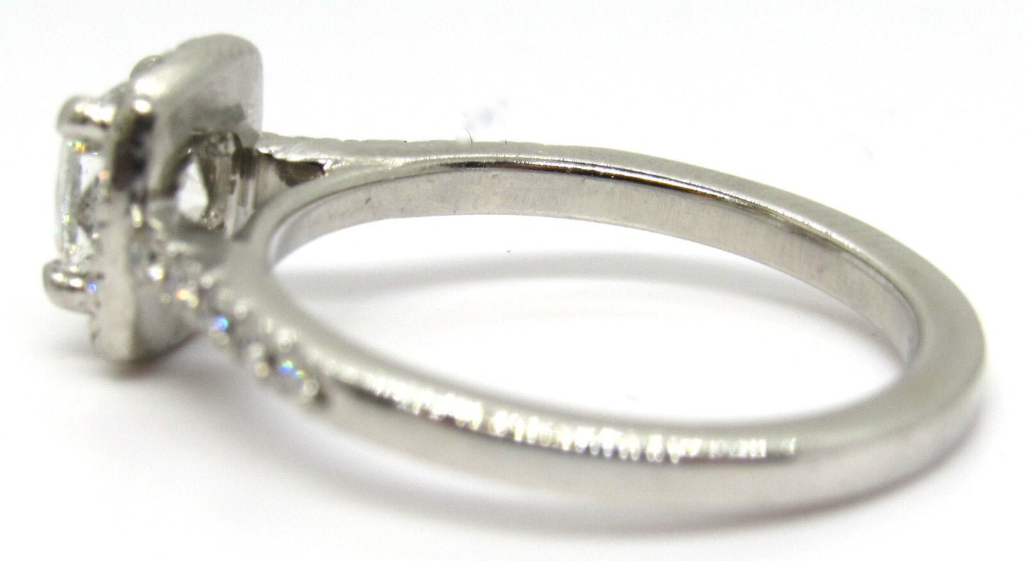 0.72ct Cushion Modified Brilliant Diamond Halo Engagement Ring — GIA Certified, Platinum