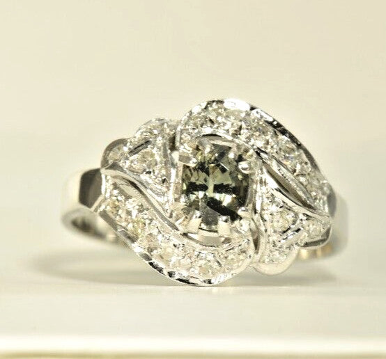 0.76ct Oval Alexandrite Vintage Ring — GIA Certified, 10k White Gold