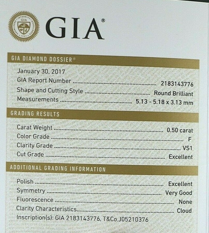 0.50ct Round Brilliant Diamond Engagement Ring — GIA Certified, Platinum
