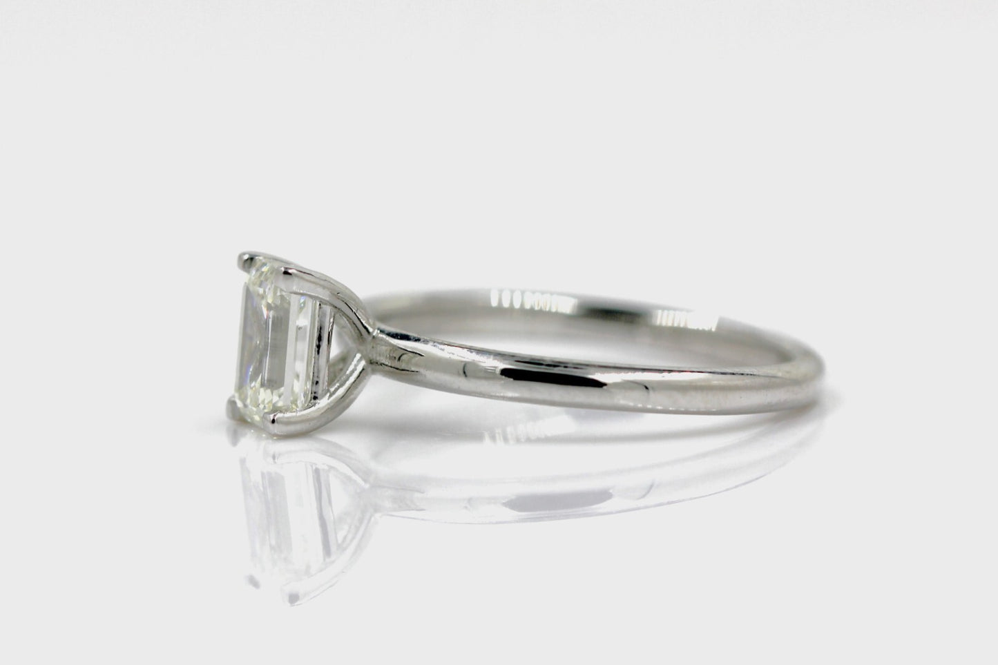 0.76ct Emerald Cut Diamond Solitaire Ring — GIA Certified, 14k White Gold