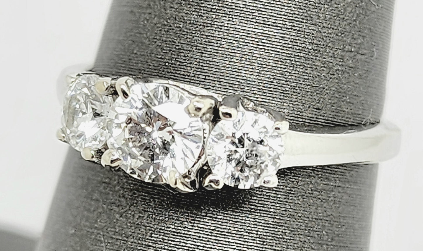 0.53ct Round Brilliant Past Present Future Diamond Ring — GIA Certified, 18k White Gold