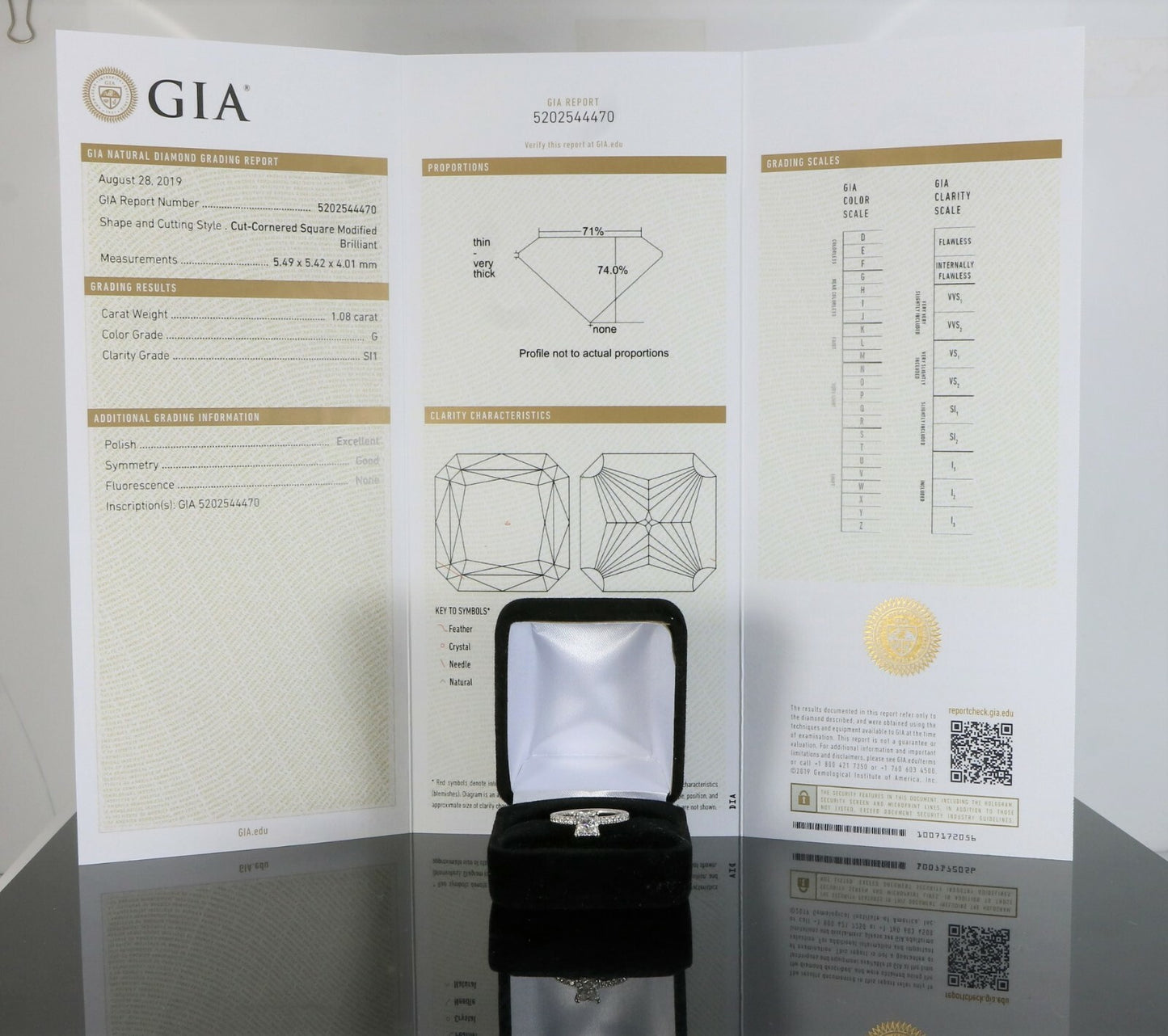 1.08ct Cut-Cornered Square Diamond Tacori Engagement Ring — GIA Certified, Platinum