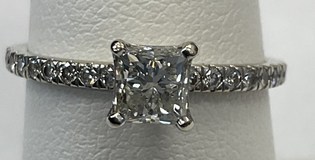 0.73ct Square Modified Brilliant Diamond Engagement Ring — GIA Certified, 14k White Gold