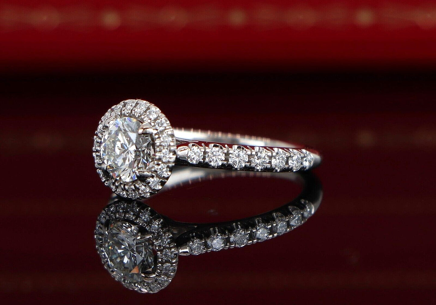 0.60ct Round Brilliant Diamond Halo Engagement Ring — GIA Certified, Platinum