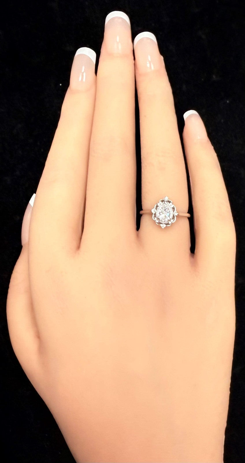 0.40ct Pear Brilliant Diamond Filigree Ring — GIA Certified, 14k White Gold