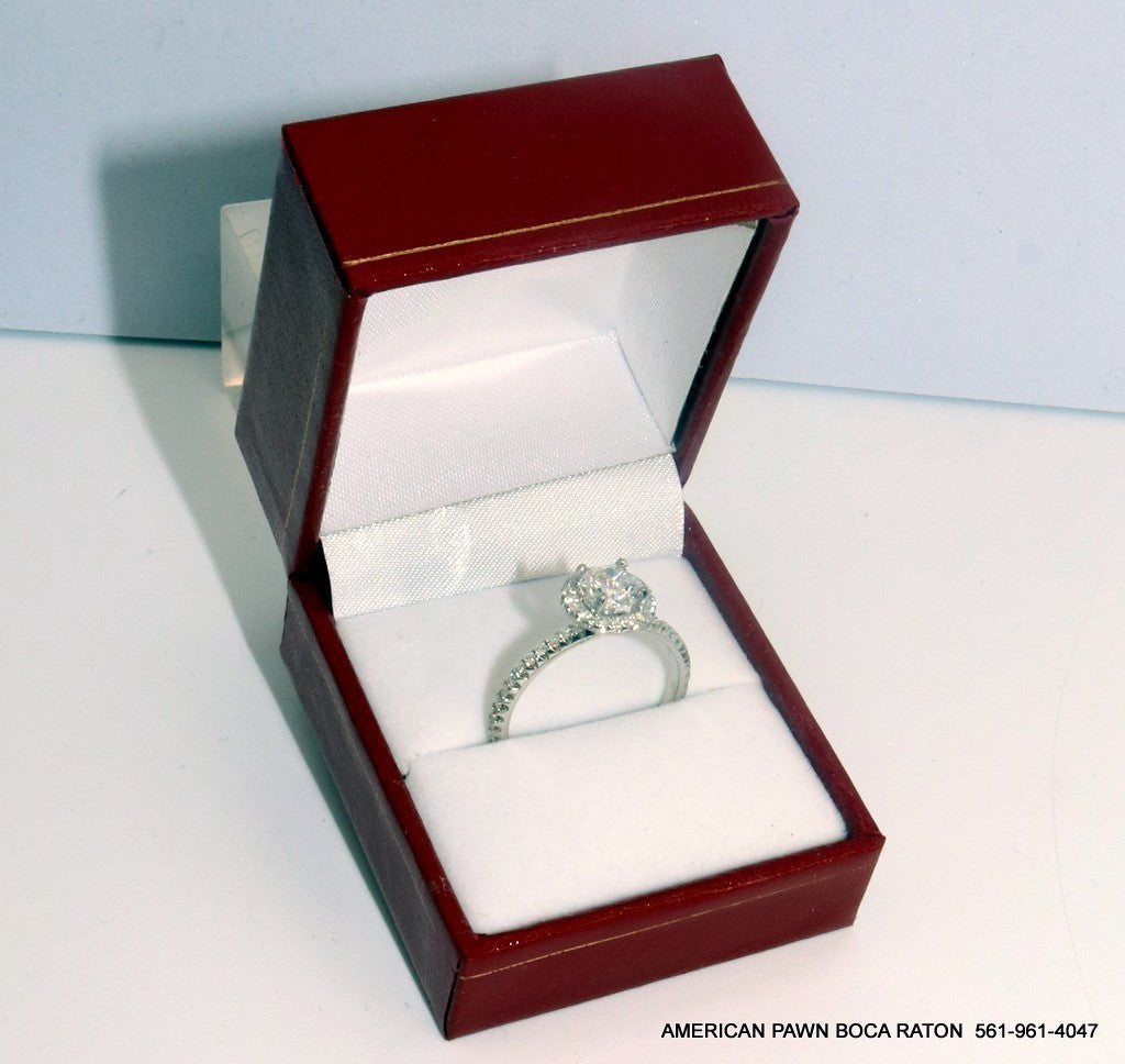 1.05ct Round Brilliant Diamond Halo Engagement Ring — GIA Certified, 18k White Gold