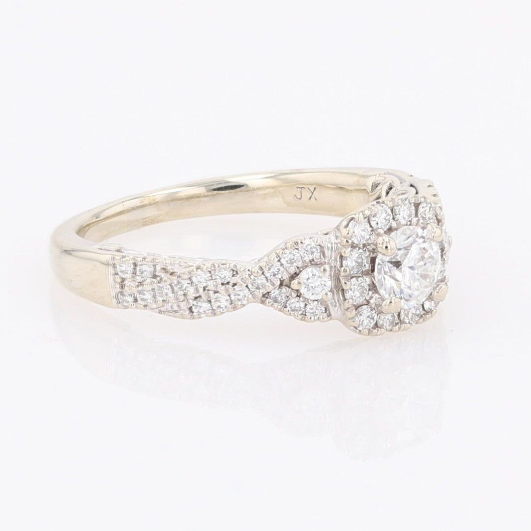 0.40ct Round Brilliant Diamond Halo Engagement Ring — GIA Certified, 14k White Gold