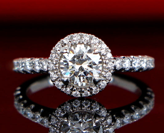 0.60ct Round Brilliant Diamond Halo Engagement Ring — GIA Certified, Platinum