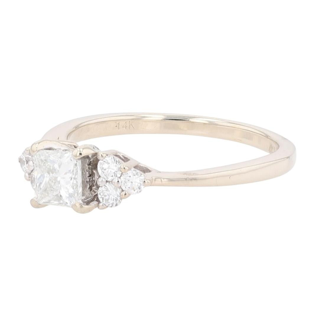 0.57ct Princess Diamond Solitaire with Accents Ring — GIA Certified, 14k White Gold