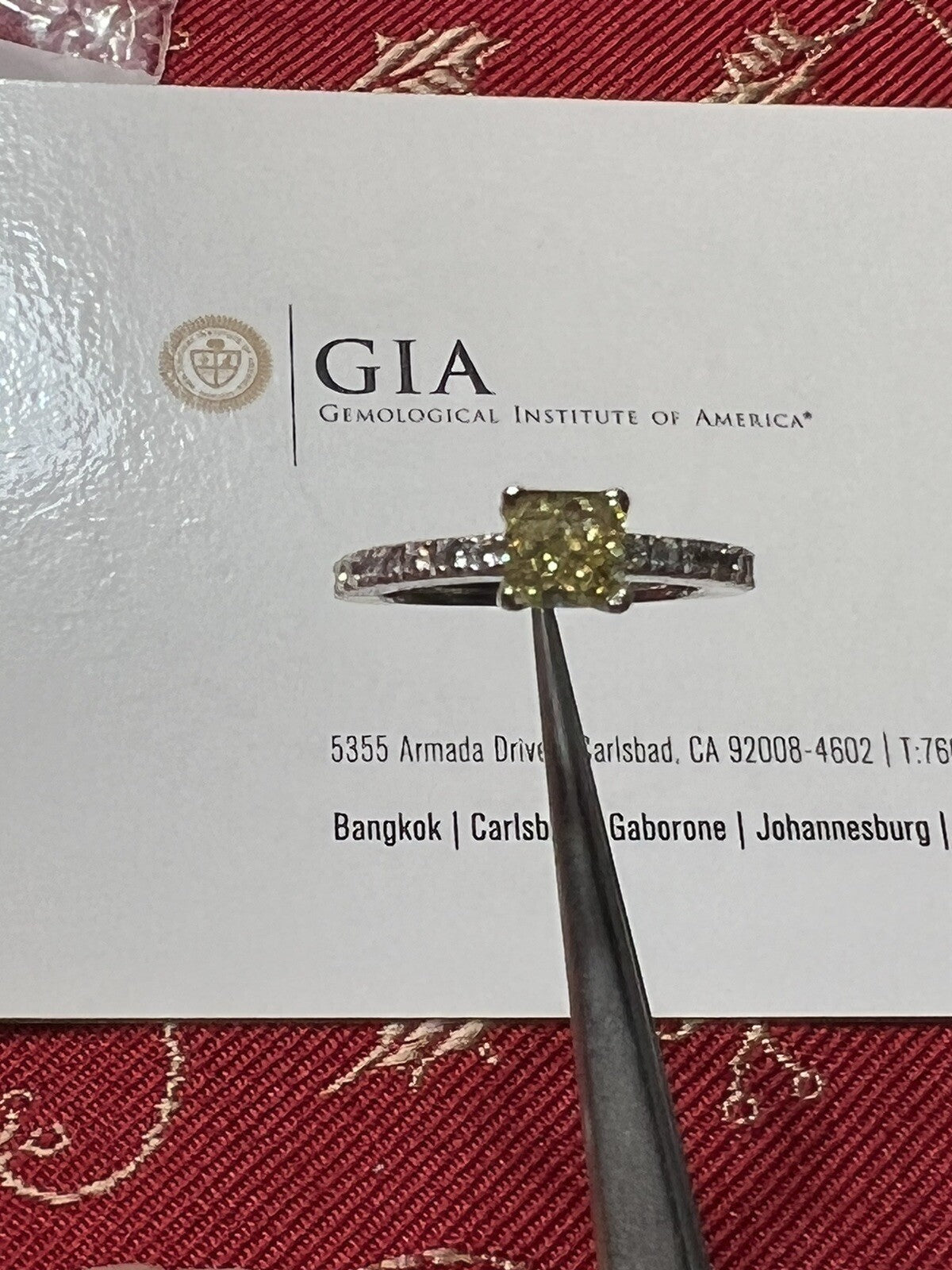 0.85ct Fancy Yellow Diamond Cushion Engagement Ring — GIA Certified, 18k White Gold