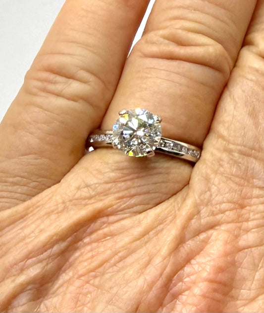 1.59ct Round Brilliant Diamond Ring with Accents — GIA Certified, Platinum
