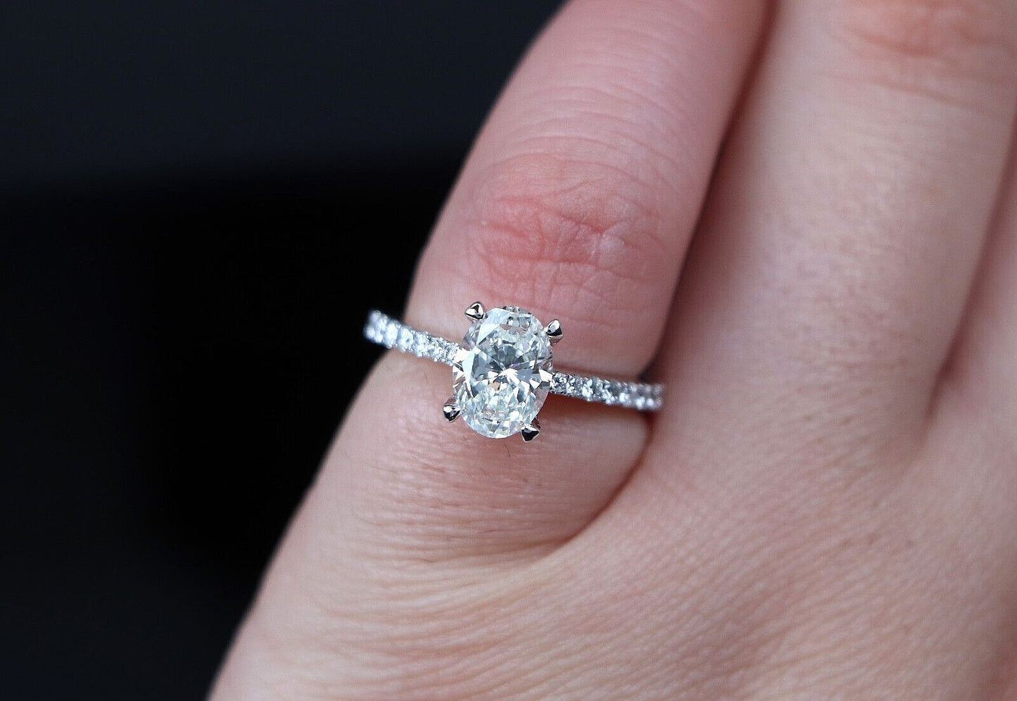 1.51ct Oval Brilliant Diamond Engagement Ring — GIA Certified, 14k White Gold