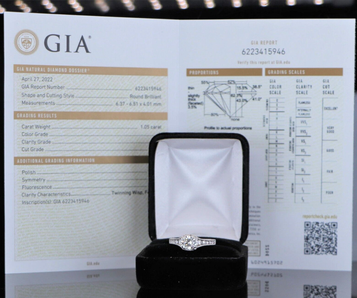1.05ct Round Brilliant Diamond Engagement Ring — GIA Certified, 18k White Gold