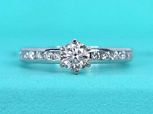 0.35ct Round Brilliant Diamond Channel Engagement Ring — GIA Certified, Platinum