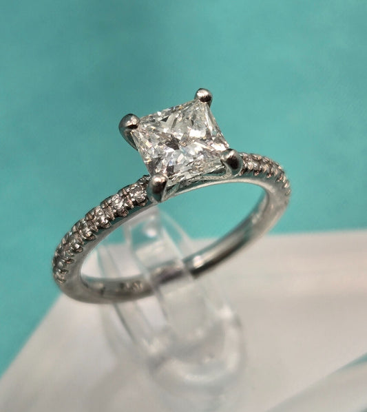 1.25ct Square Modified Brilliant Diamond Engagement Ring — GIA Certified, Platinum
