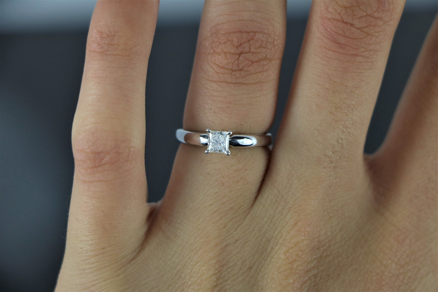 0.41ct Square Modified Brilliant Diamond Solitaire Ring — GIA Certified, 18k White Gold