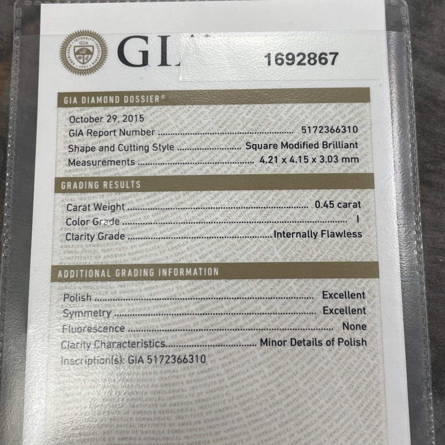 0.45ct Square Modified Brilliant Diamond Ring — GIA Certified, 18k White Gold