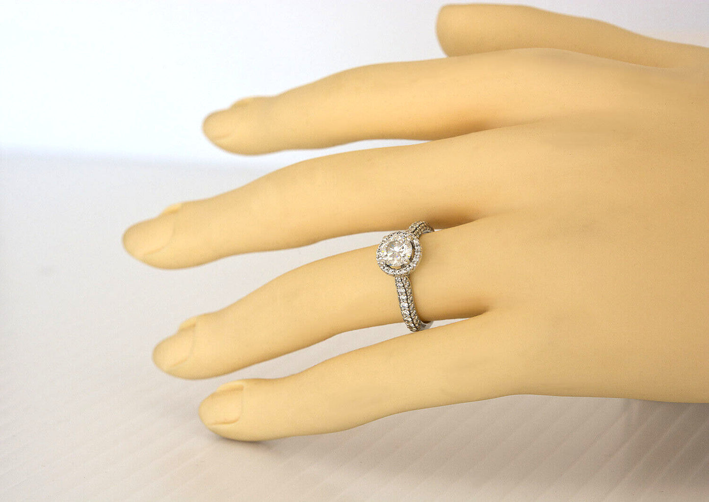 0.71ct Round Brilliant Diamond Halo Engagement Ring — GIA Certified, 14k White Gold