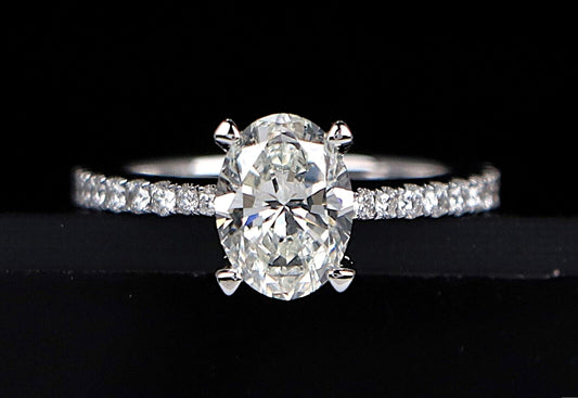 1.51ct Oval Brilliant Diamond Engagement Ring — GIA Certified, 14k White Gold