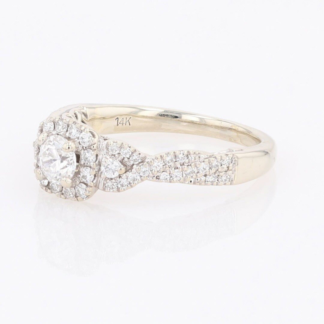0.40ct Round Brilliant Diamond Halo Engagement Ring — GIA Certified, 14k White Gold