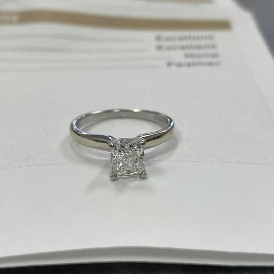 0.91ct Cushion Diamond Ring — GIA Certified, 14k White Gold