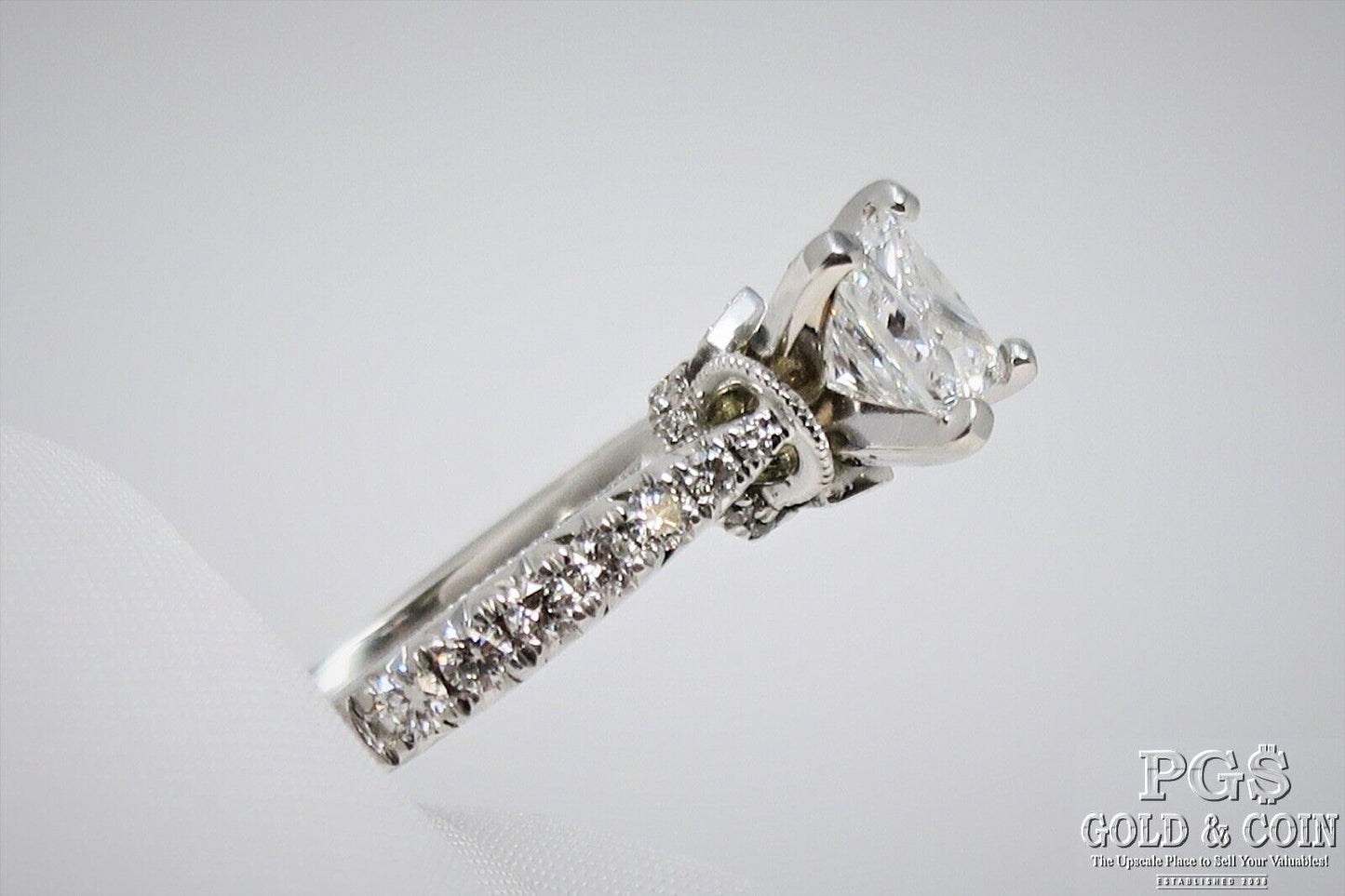 0.91ct Princess Diamond Engagement Ring — GIA Certified, 14k White Gold