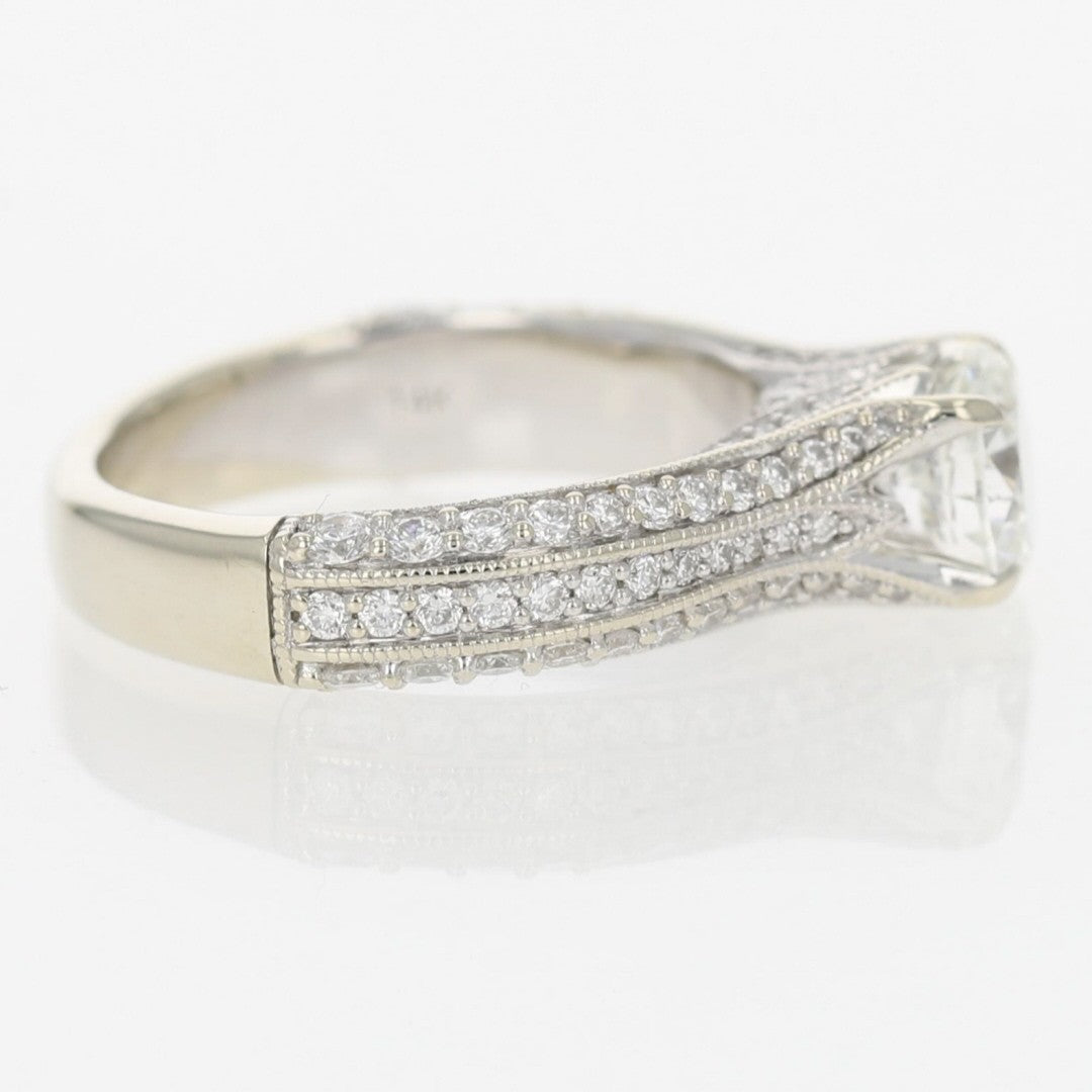 1.01ct Round Brilliant Diamond Solitaire with Accents Ring — GIA Certified, 14k White Gold