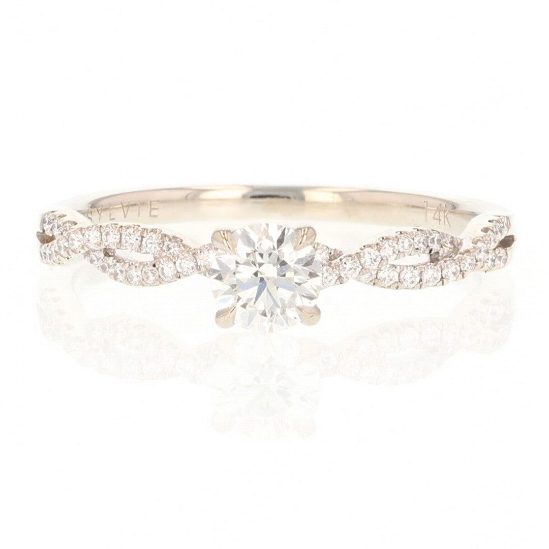 0.57ct Round Brilliant Diamond Infinity Shank Ring — GIA Certified, 14k White Gold