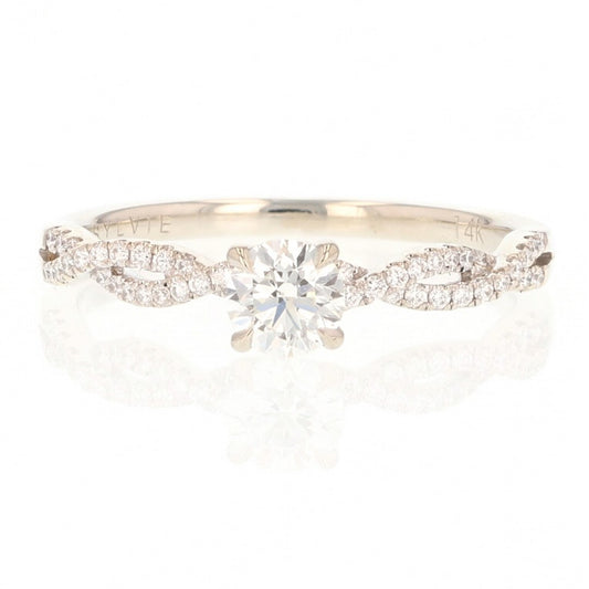 0.57ct Round Brilliant Diamond Infinity Shank Ring — GIA Certified, 14k White Gold